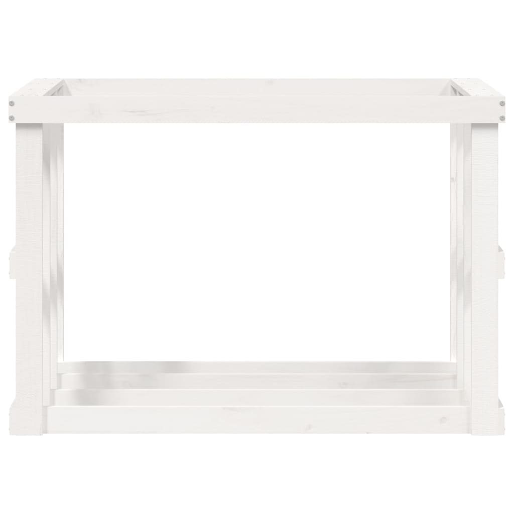 Suporte de lenha p/ exterior 108x52x74 cm pinho maciço branco