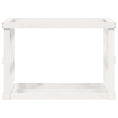 Suporte de lenha p/ exterior 108x52x74 cm pinho maciço branco