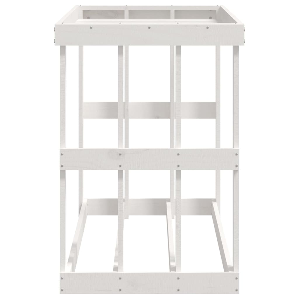 Suporte de lenha p/ exterior 108x52x74 cm pinho maciço branco