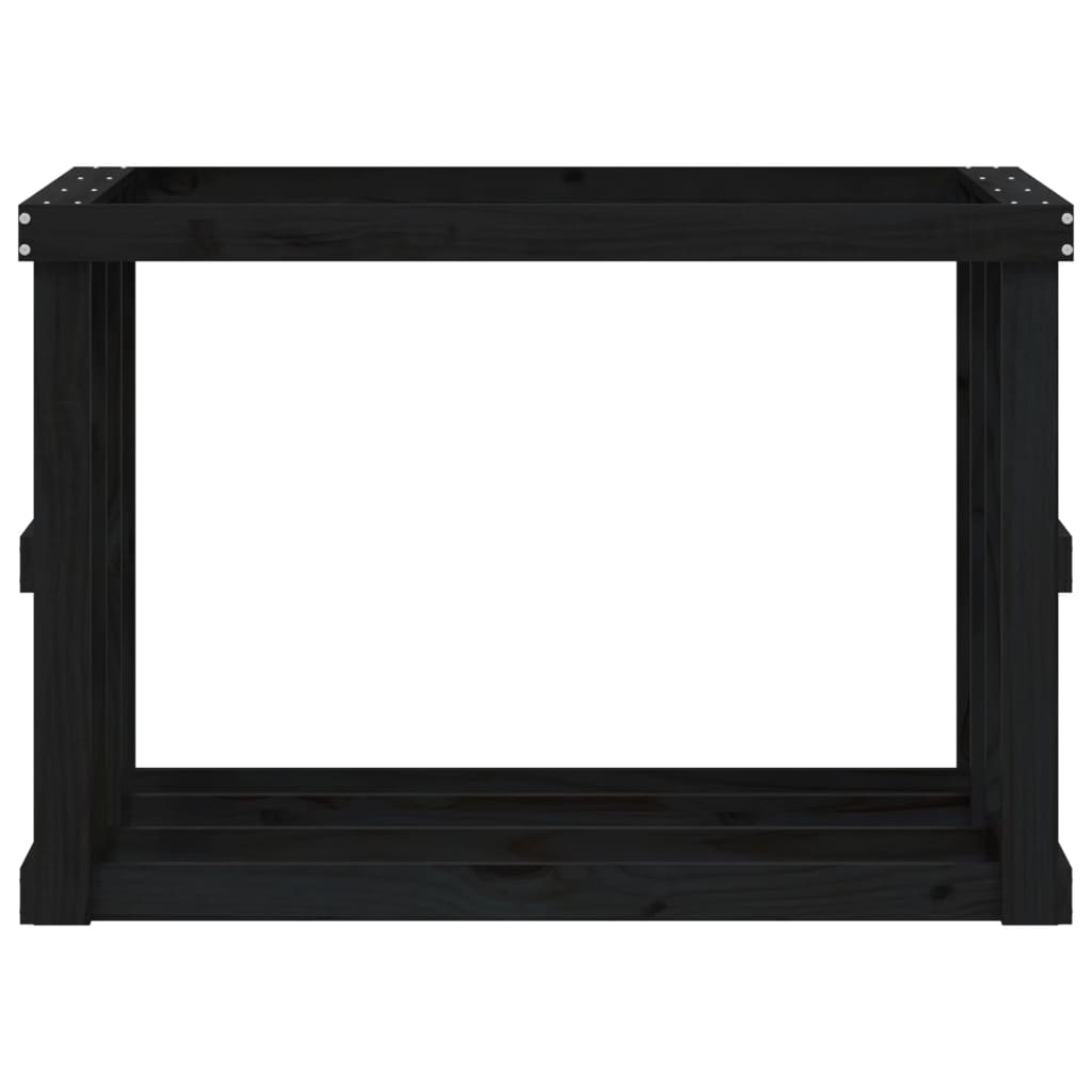 Suporte de lenha p/ exterior 108x52x74 cm pinho maciço preto