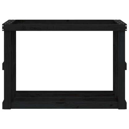 Suporte de lenha p/ exterior 108x52x74 cm pinho maciço preto