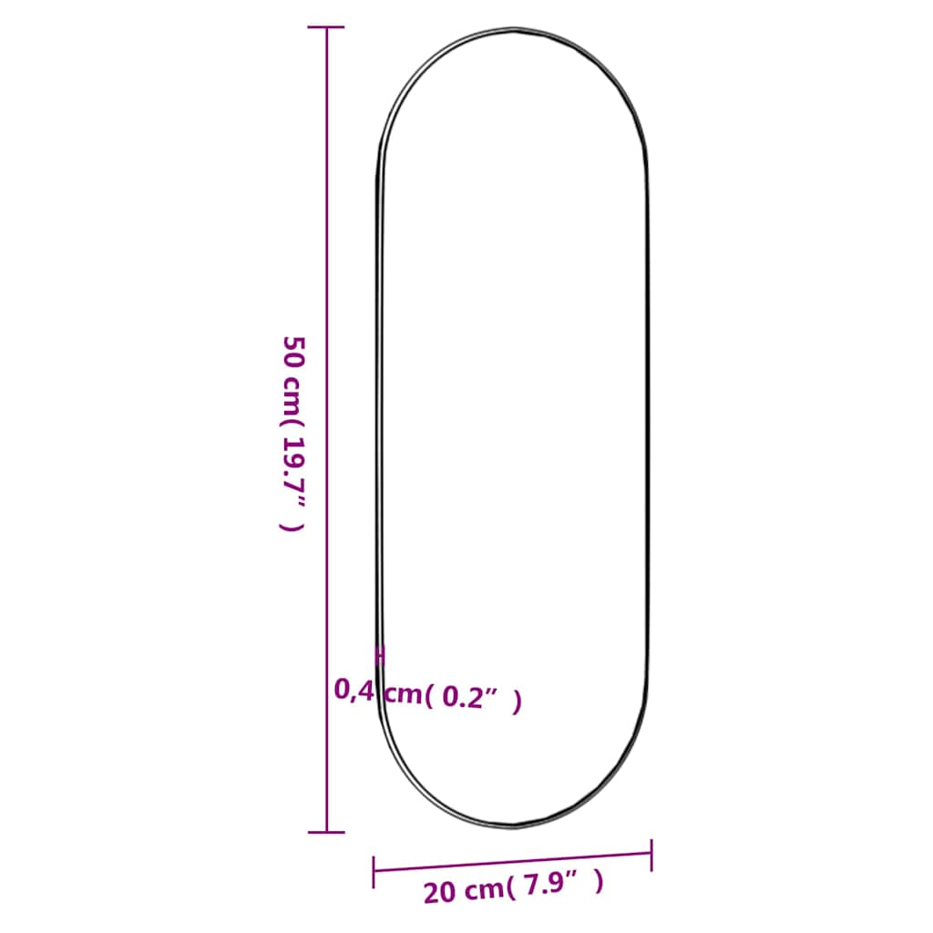 Espelho de parede oval 20x50 cm vidro