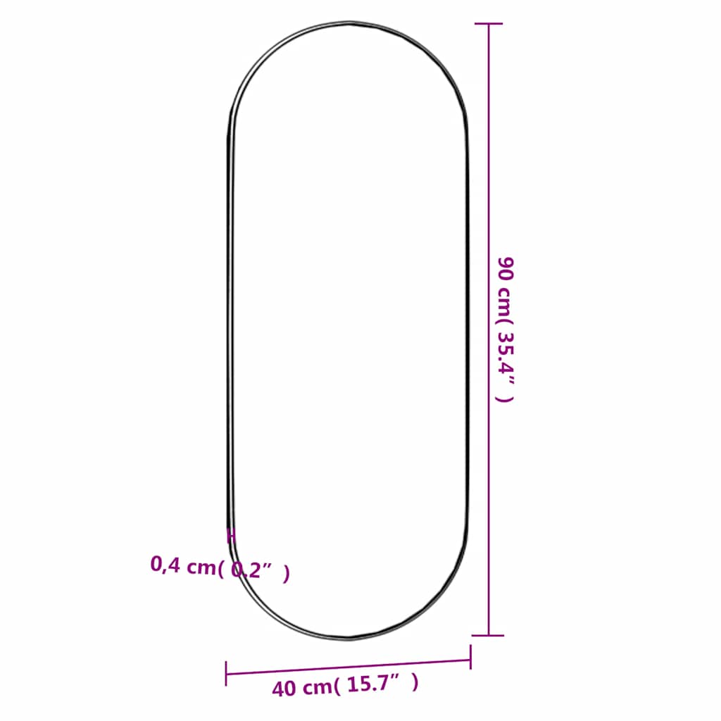 Espelho de parede oval 40x90 cm vidro