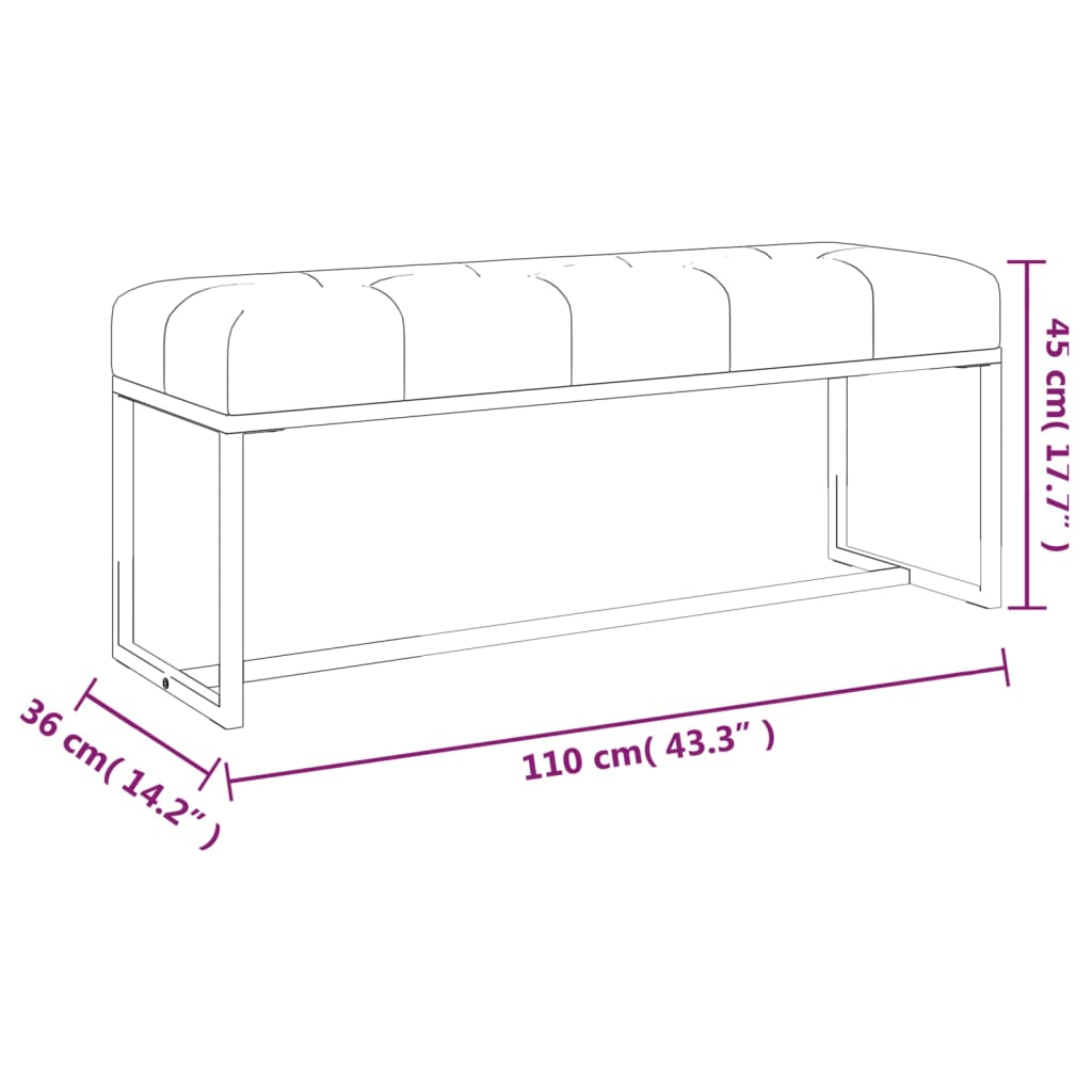 Banco 110x36x45 cm veludo amarelo-mostarda