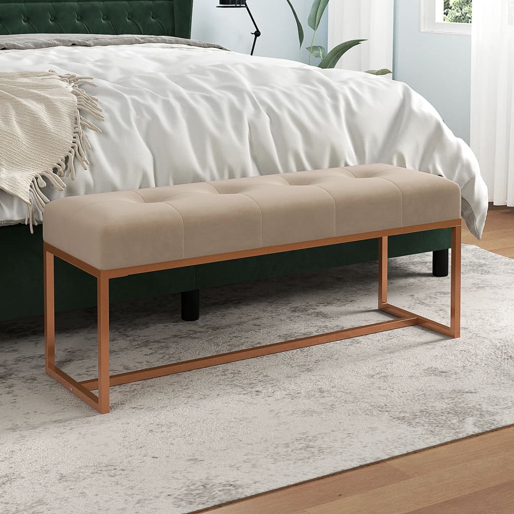 Banco Sabrina de Fundo de Cama - Bege - Design Moderno