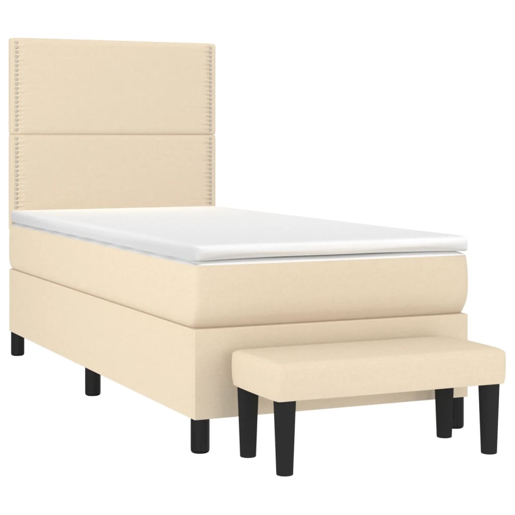 Cama com molas/colchão 90x190 cm tecido cor creme