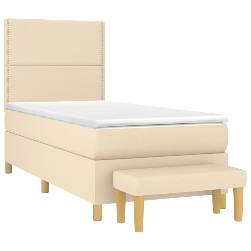 Cama com molas/colchão 90x190 cm tecido cor creme