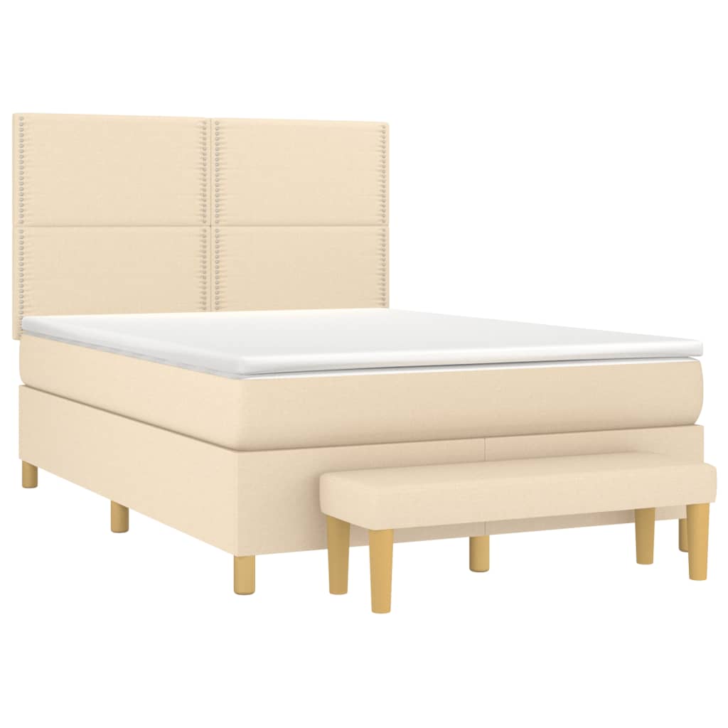 Cama com molas/colchão 140x190 cm tecido cor creme