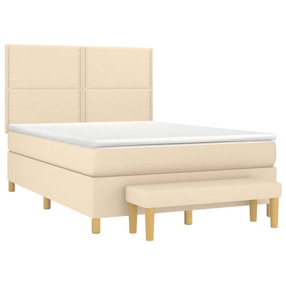 Cama com molas/colchão 140x190 cm tecido cor creme