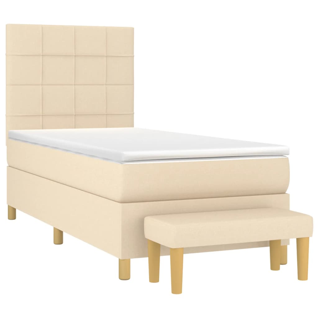 Cama com molas/colchão 90x190 cm tecido cor creme