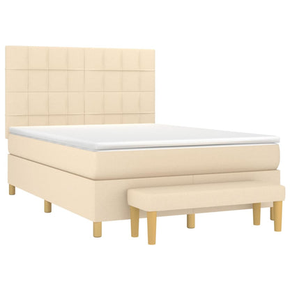 Cama com molas/colchão 140x190 cm tecido cor creme