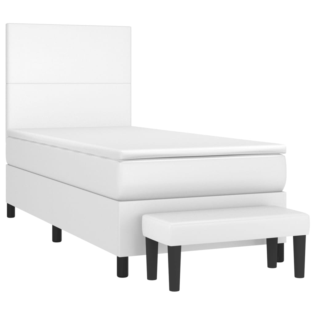 Cama com molas/colchão 80x200 cm couro artificial branco