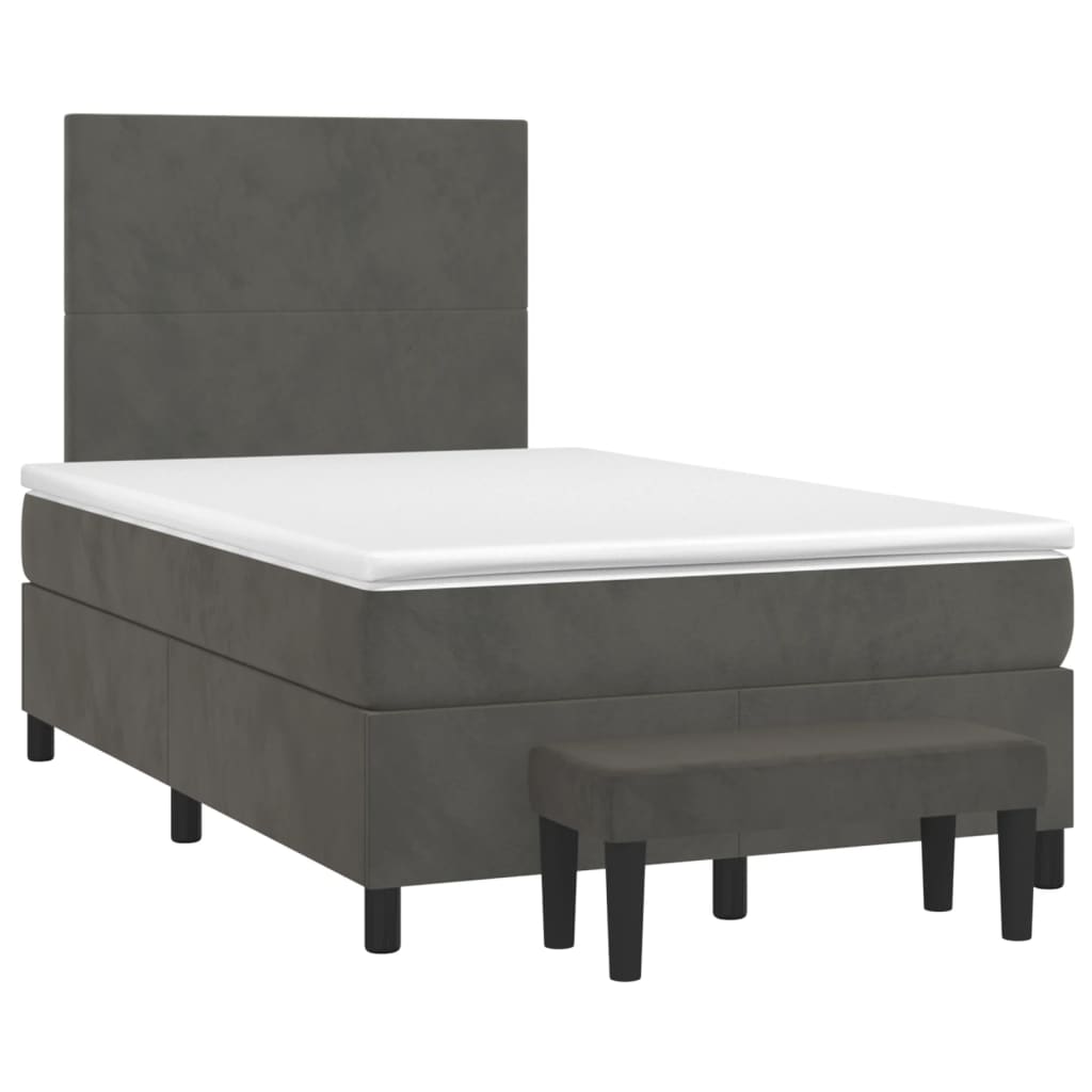 Cama boxspring com colchão 120x200 cm veludo cinzento-escuro