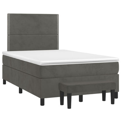 Cama boxspring com colchão 120x200 cm veludo cinzento-escuro