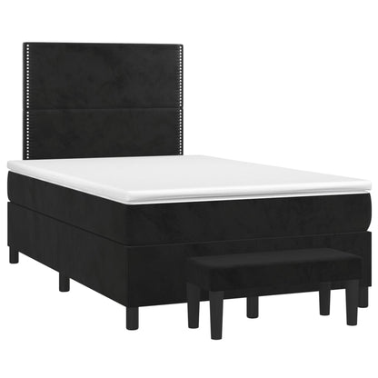 Cama boxspring com colchão 120x200 cm veludo preto