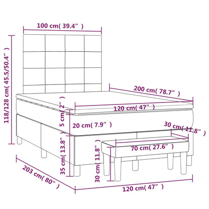 Cama boxspring com colchão 120x200 cm veludo azul-escuro