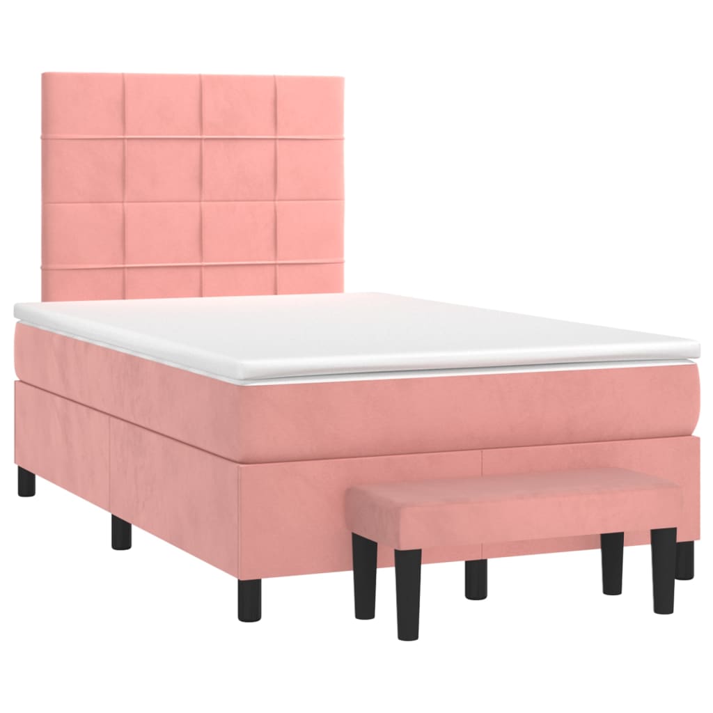 Cama boxspring com colchão 120x200 cm veludo rosa