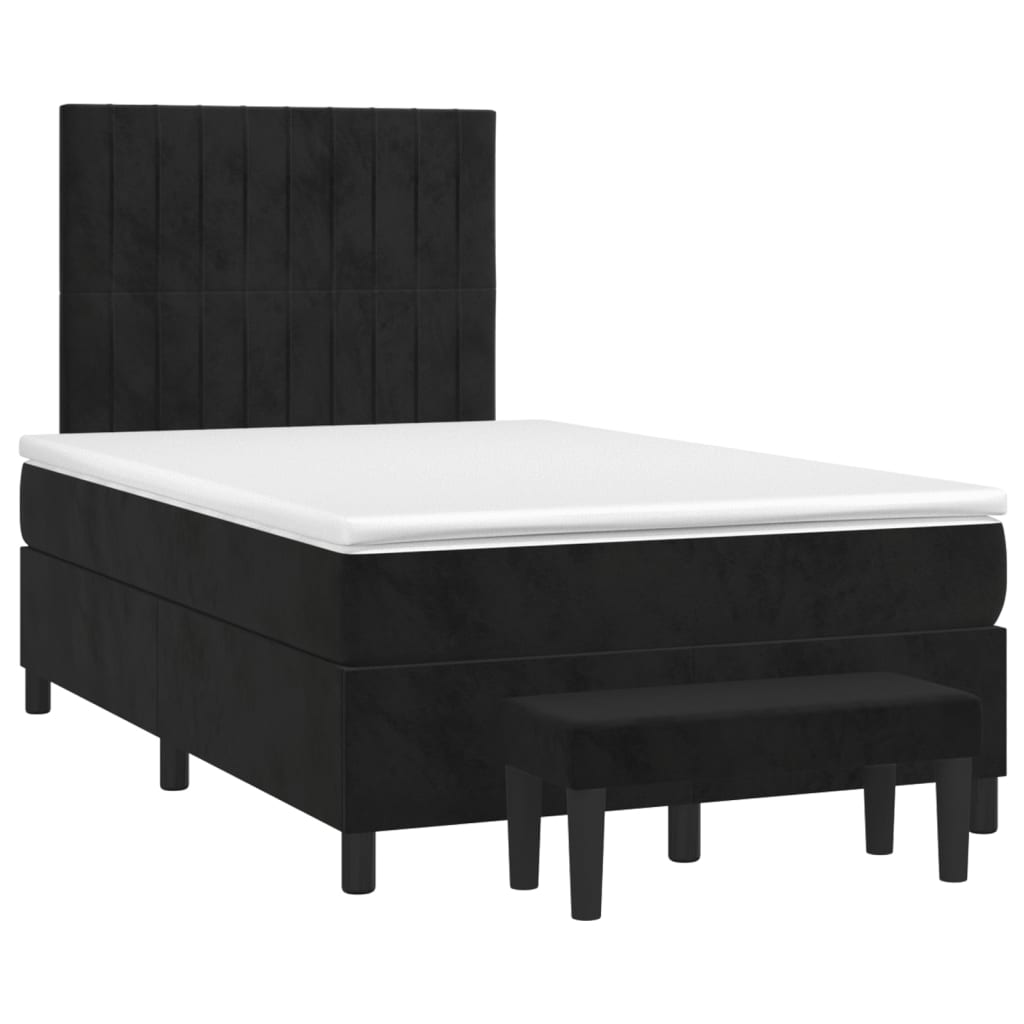 Cama boxspring com colchão 120x200 cm veludo preto