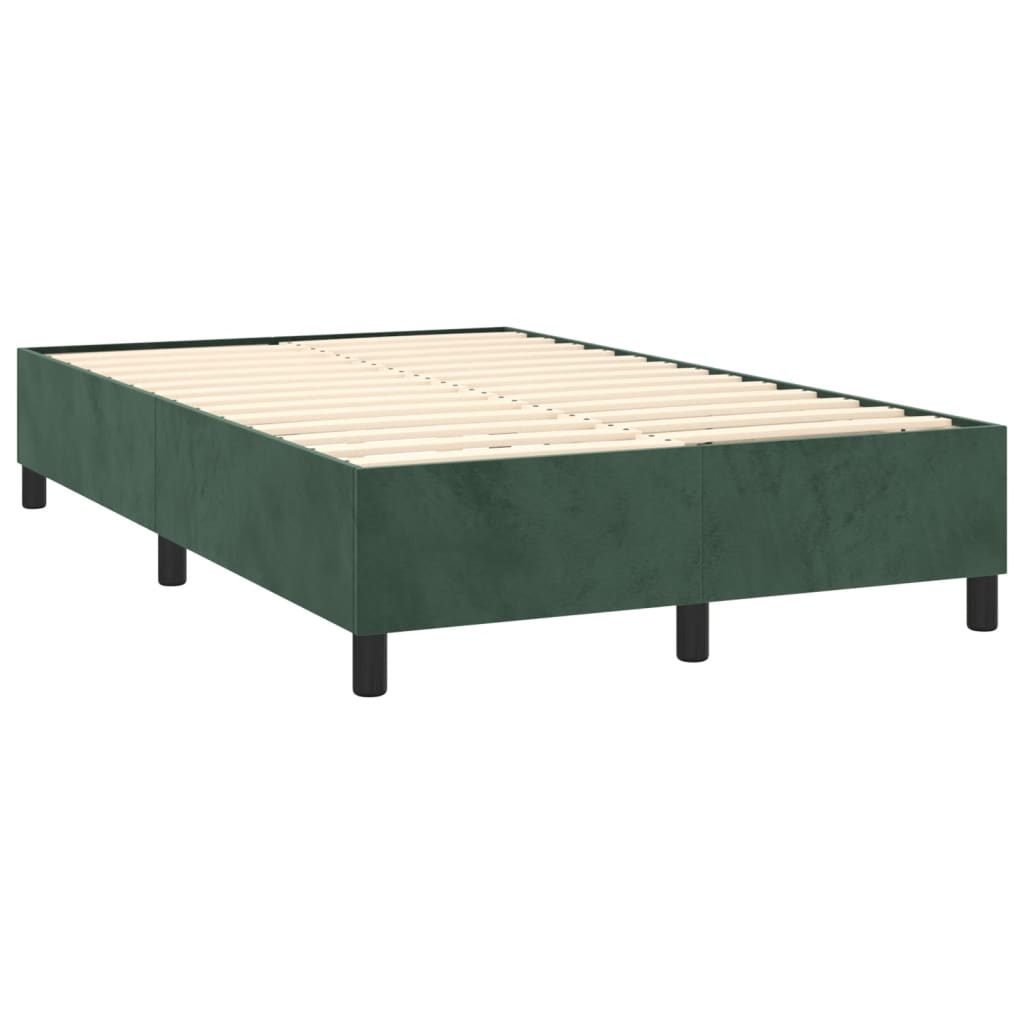 Cama boxspring com colchão 120x200 cm veludo verde-escuro