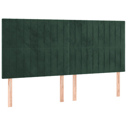 Cama com molas/colchão 180x200 cm veludo verde-escuro