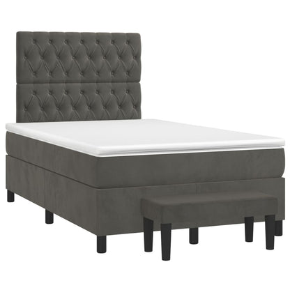 Cama boxspring com colchão 120x200 cm veludo cinzento-escuro