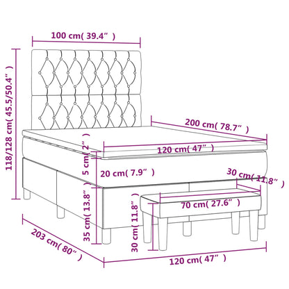 Cama boxspring com colchão 120x200 cm veludo cinzento-escuro