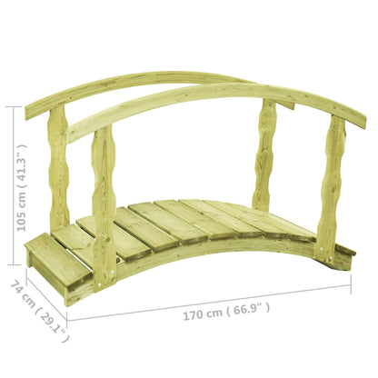 Ponte de jardim c/ defeito 170x74x105cm pinho impregnado maciço