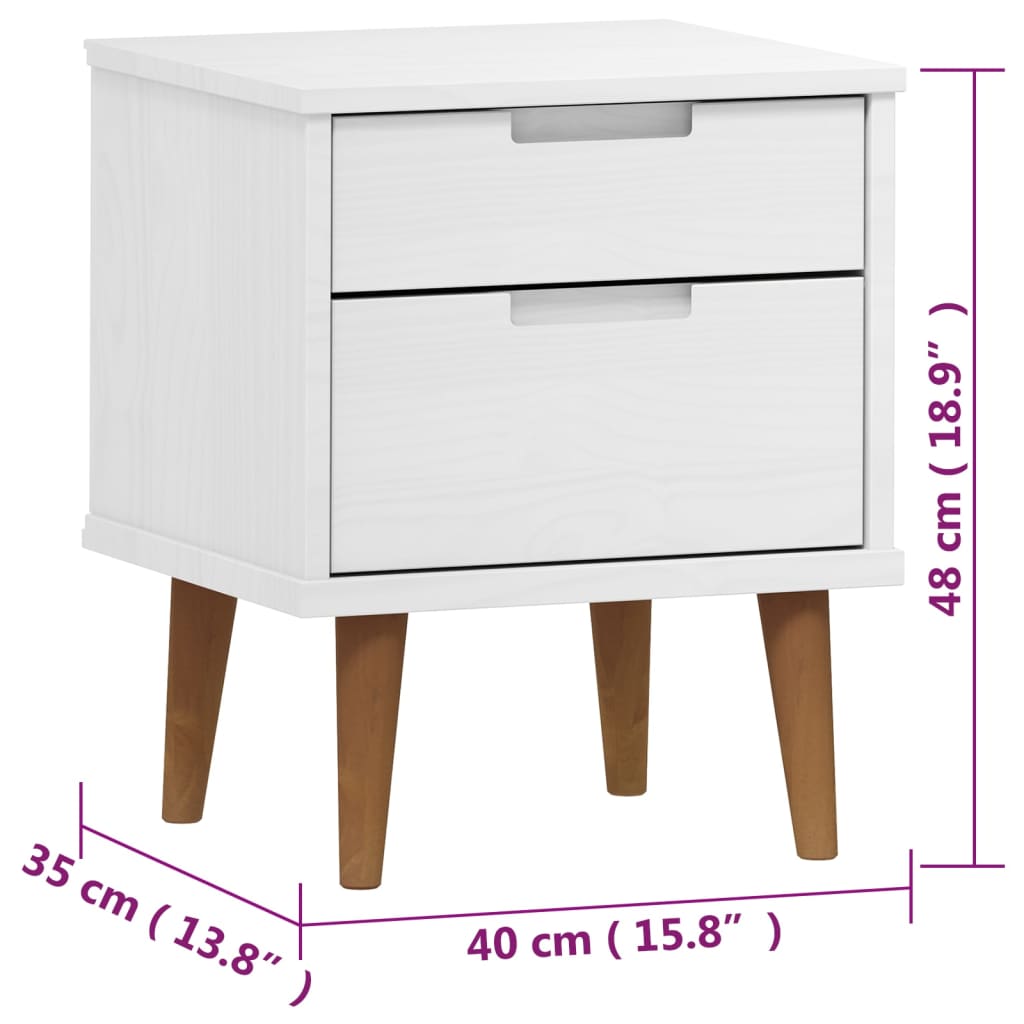 Mesa de cabeceira MOLDE 40x35x48 cm pinho maciço branco