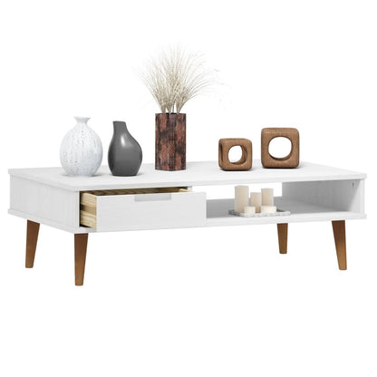 Mesa de Centro Eva em Madeira de Pinho - Branco - Design Escandinavo