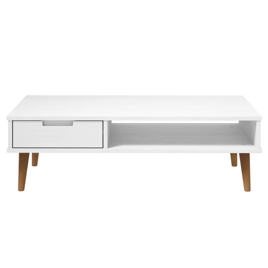 Mesa de Centro Eva em Madeira de Pinho - Branco - Design Escandinavo