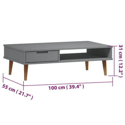 Mesa de Centro Eva em Madeira de Pinho - Cinzento - Design Escandinavo