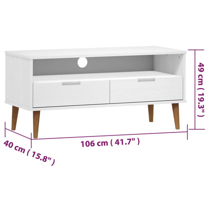 Móvel de TV Eva de 106cm em Madeira de Pinho - Branco - Design Escandinavo