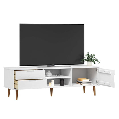 Móvel de TV Eva em Pinho Maciço - Branco - Design Escandinavo