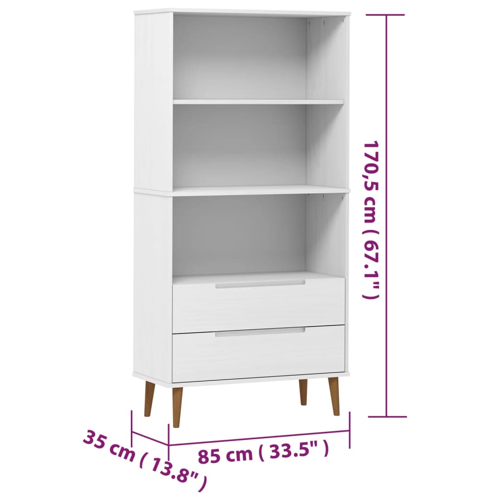 Estante MOLDE 85x35x170,5 cm pinho maciço branco