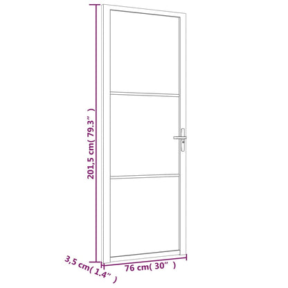 Porta interior 76x201,5 cm vidro e alumínio preto mate