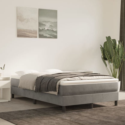 Cama boxspring c/ colchão 120x200 cm veludo cinzento-claro