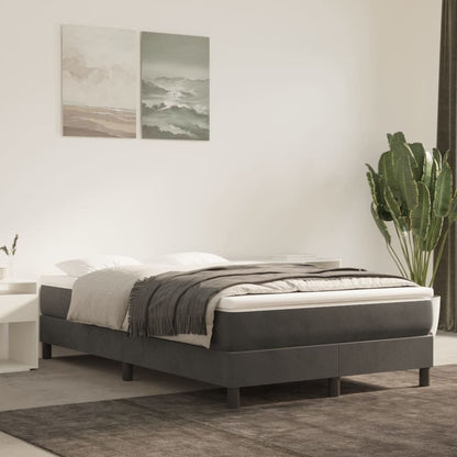 Cama boxspring com colchão 120x200 cm veludo cinzento-escuro