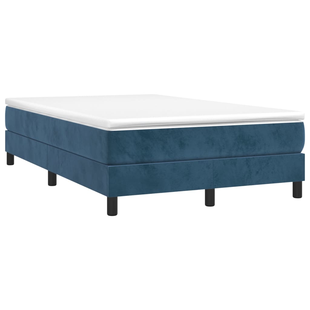 Cama boxspring com colchão 120x200 cm veludo azul-escuro