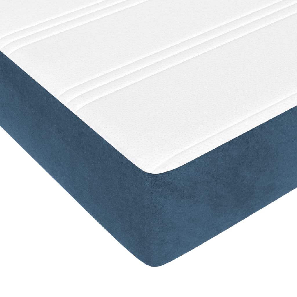 Cama boxspring com colchão 120x200 cm veludo azul-escuro