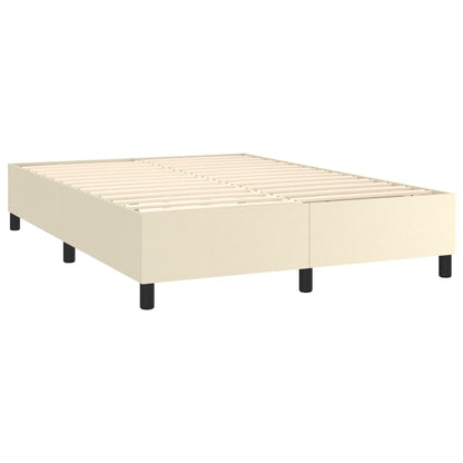 Cama com molas/colchão 140x190 cm couro artificial cor creme