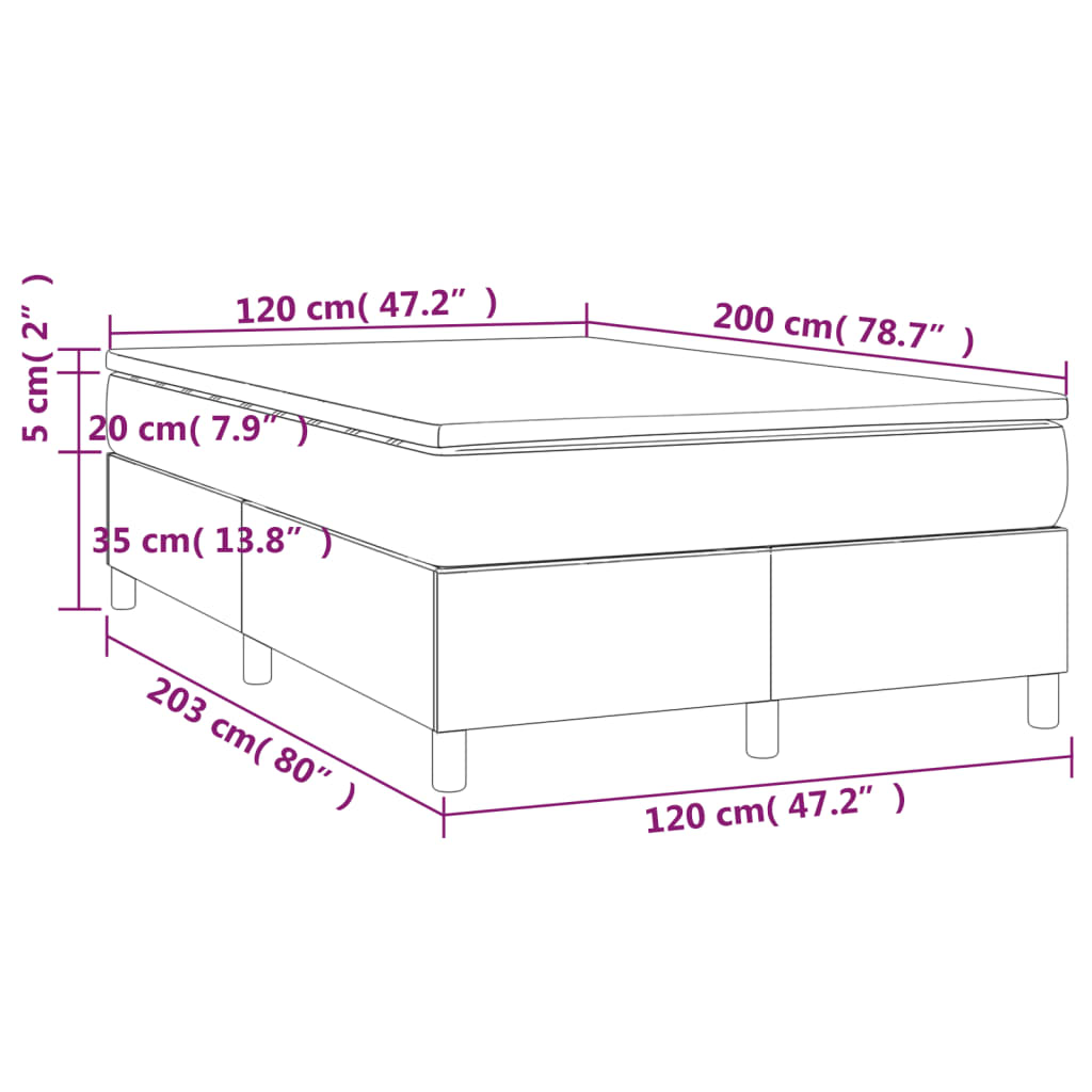 Cama boxspring com colchão 120x200 cm veludo preto