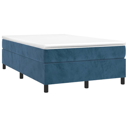 Cama boxspring com colchão 120x200 cm veludo azul-escuro