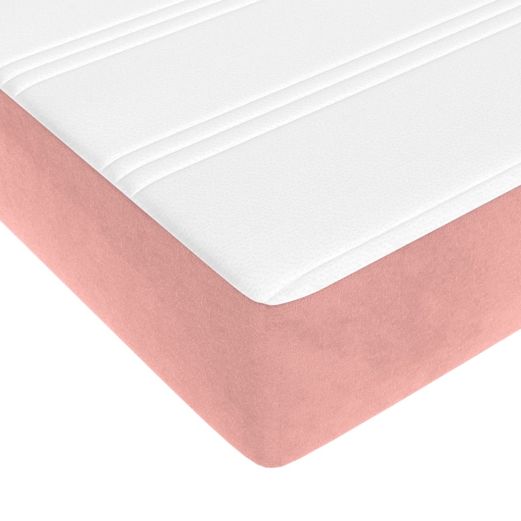 Cama boxspring com colchão 120x200 cm veludo rosa