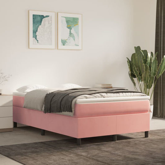 Cama boxspring com colchão 120x200 cm veludo rosa