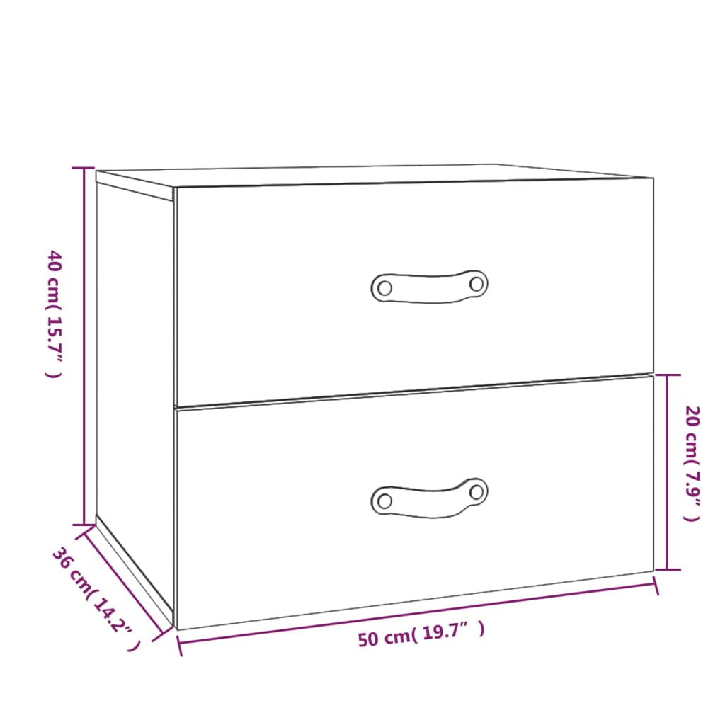 Mesas de cabeceira de parede 2 pcs 50x36x40 cm