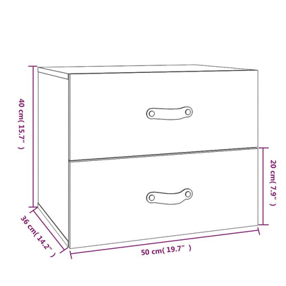 Mesas de cabeceira de parede 2 pcs 50x36x40 cm