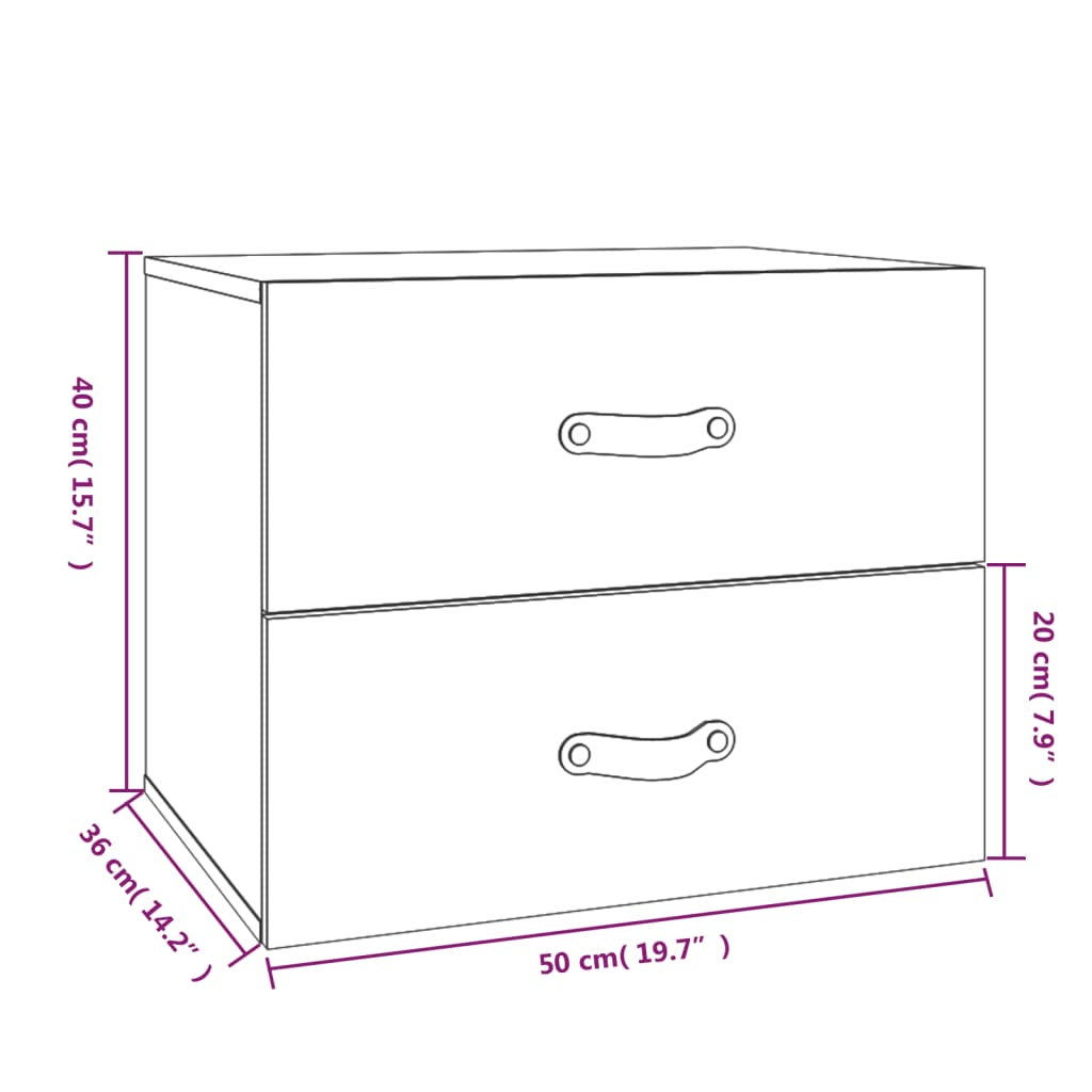 Mesa de cabeceira de parede 50x36x40 cm branco