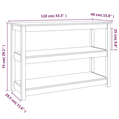 Mesa consola 110x40x74 cm madeira de pinho maciço