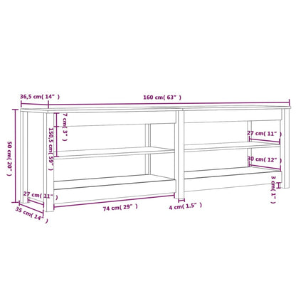 Banco sapateira 160x36,5x50 cm pinho maciço branco