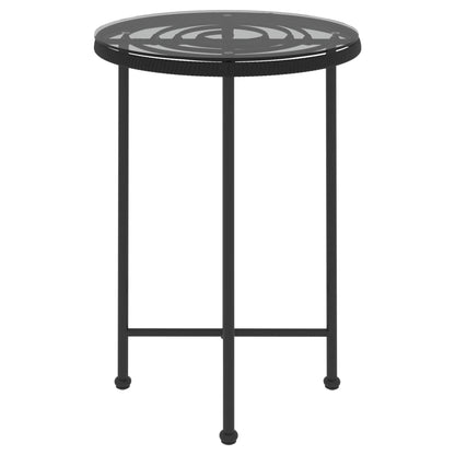 Mesa de jantar Ø55 cm   vidro temperado e aço preto